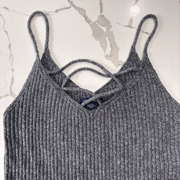 American Eagle | Women’s Grey Ribbed Knit Sweater Tank Size M - Picture 4 of 12